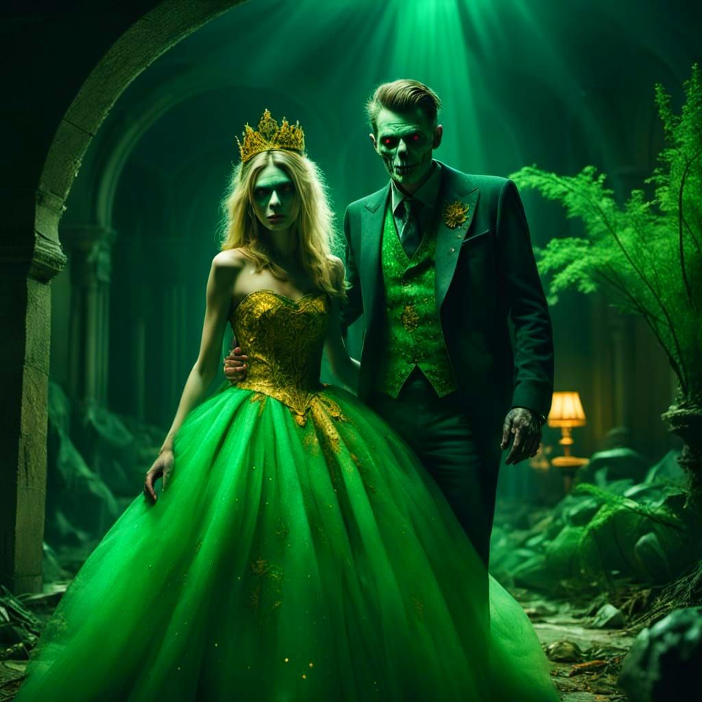 Green and Gold Zombies at High School Prom
