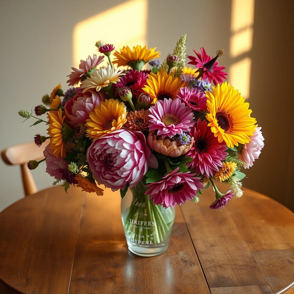 Vibrant Floral Still Life in Golden Lighting
