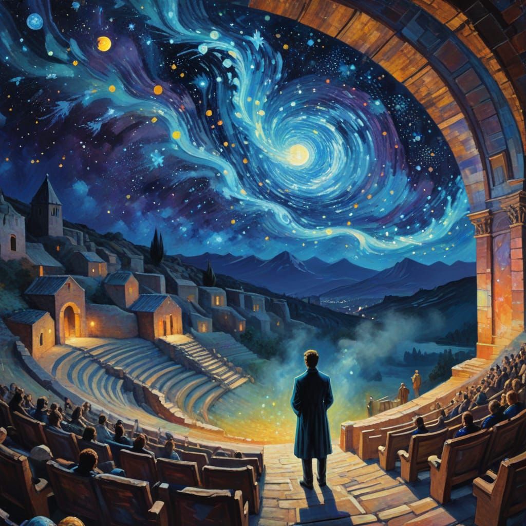 Ethereal Lunar Musicians Perform: Fauvist Oil Painting