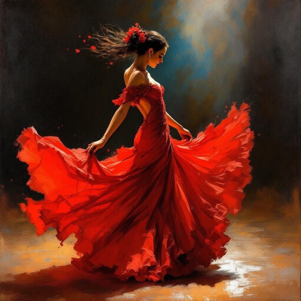 Passionate Flamenco Dancer in Impressionist Style