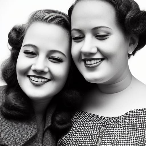 1940s Style Portrait of Lesbians in Black and White