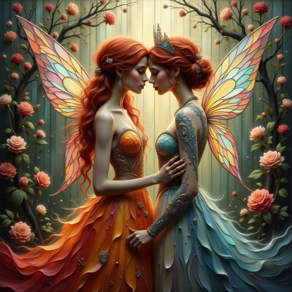 Fairy Princess in Smoke and Rainbow Gown