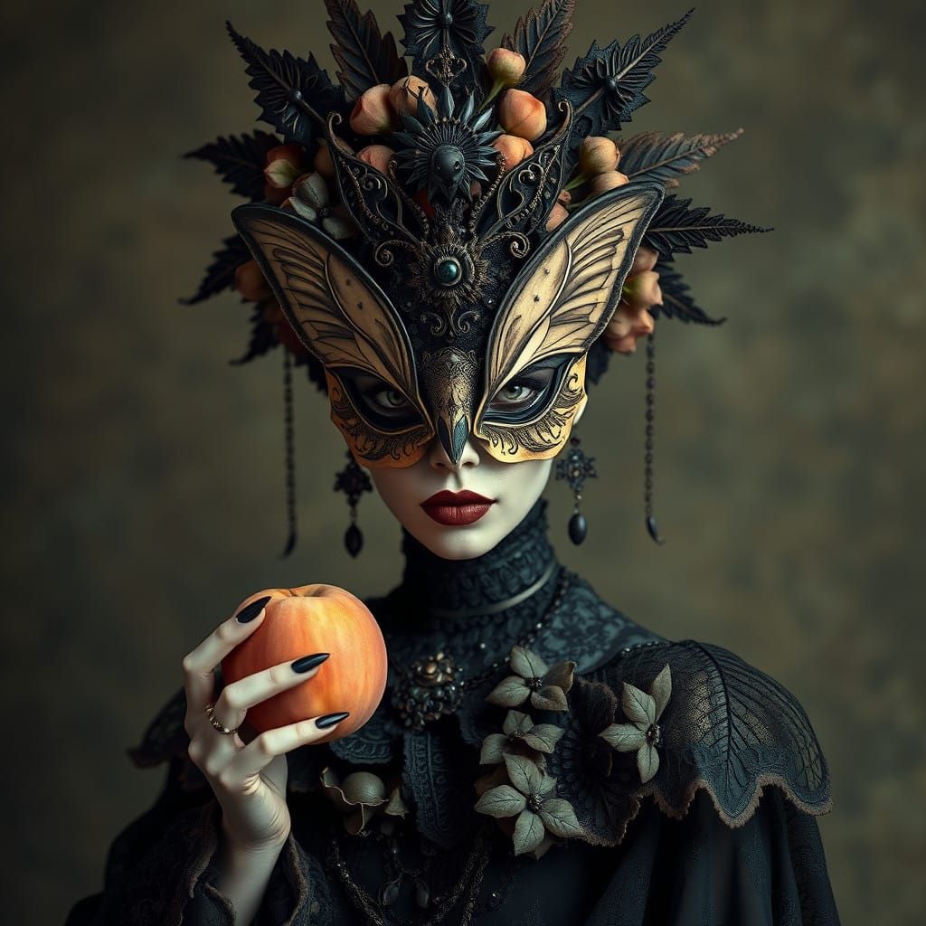 Gothic Queen with Moth Mask and Headdress