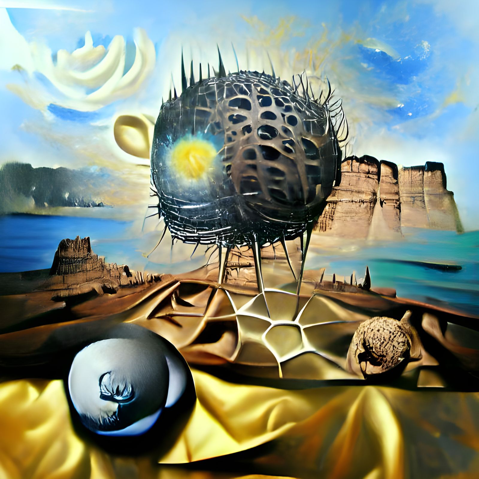 Dyson Sphere in a Surrealist Dali Style