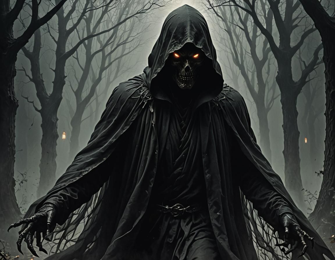 Mysterious Shadow Figure with Glowing Eyes