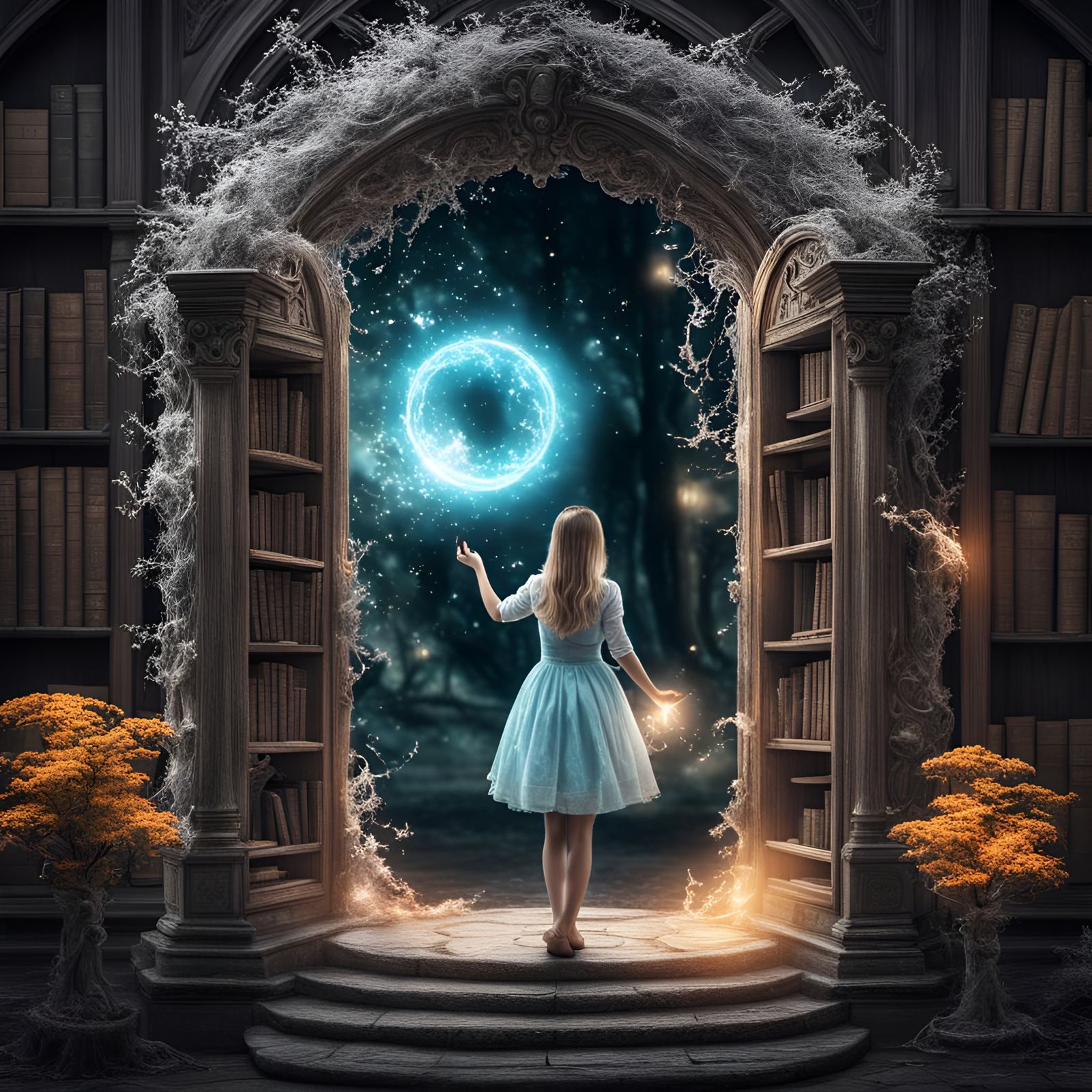 Girl Opens Magic Portal in Library