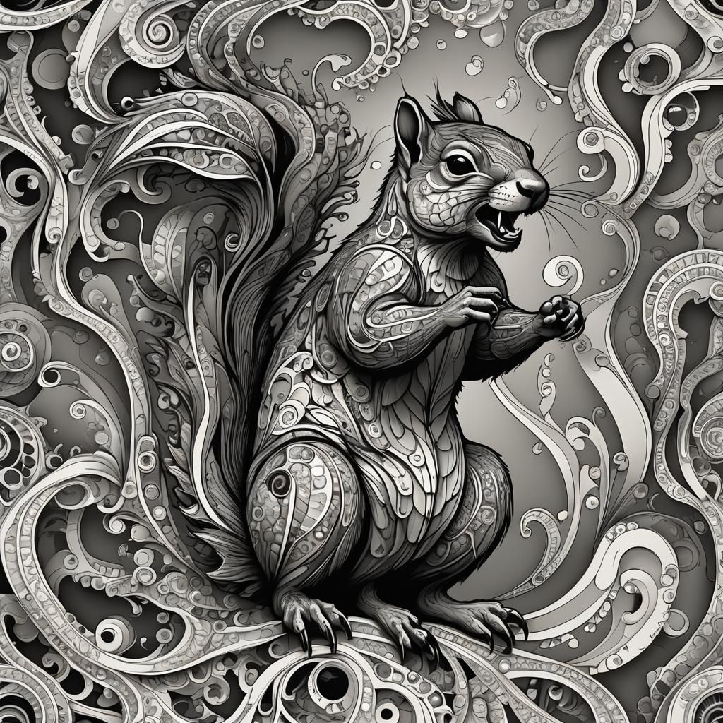 Screaming Squirrel: Abstract Vector Fractal Design