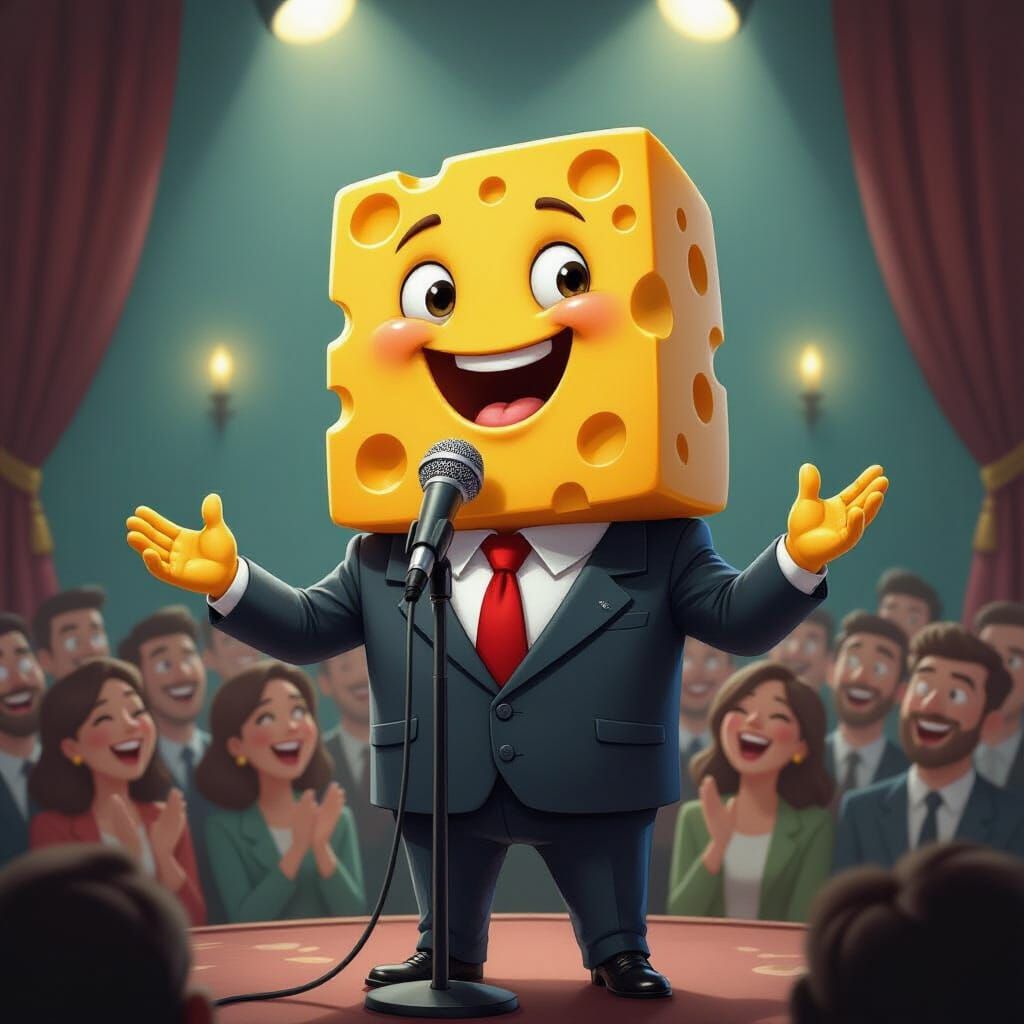Cheese Comedian: A Digital Painting in Ash Thorp Style