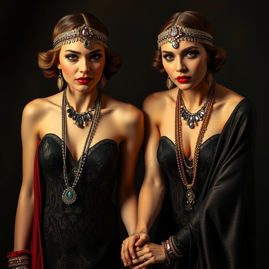 Flapper Women in Art Deco Style