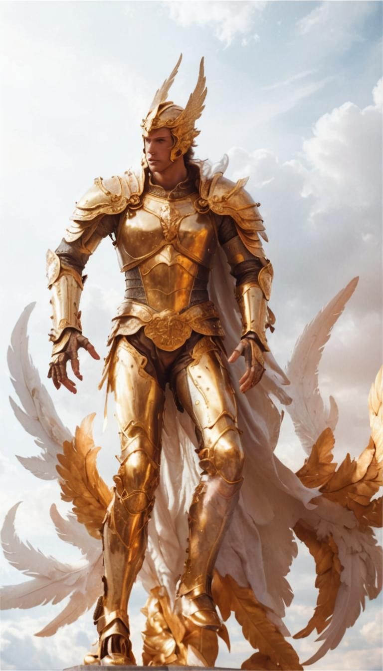Armored Angel Portrait in Golden Light