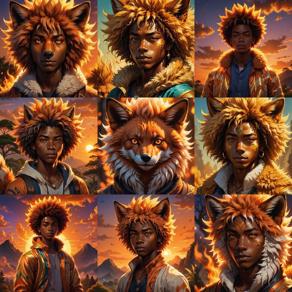 Teenage Kitsune with Afro: A Digital Portrait