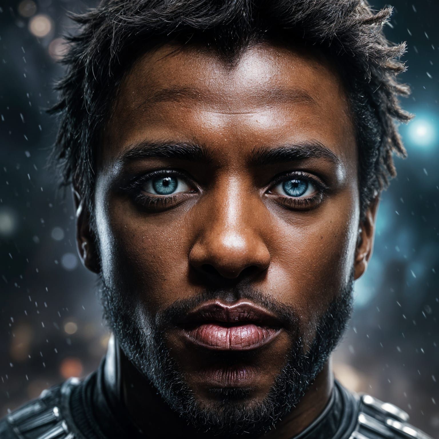 Epic Cinematic Portrait of Black Panther in Galaxy Reflectio...