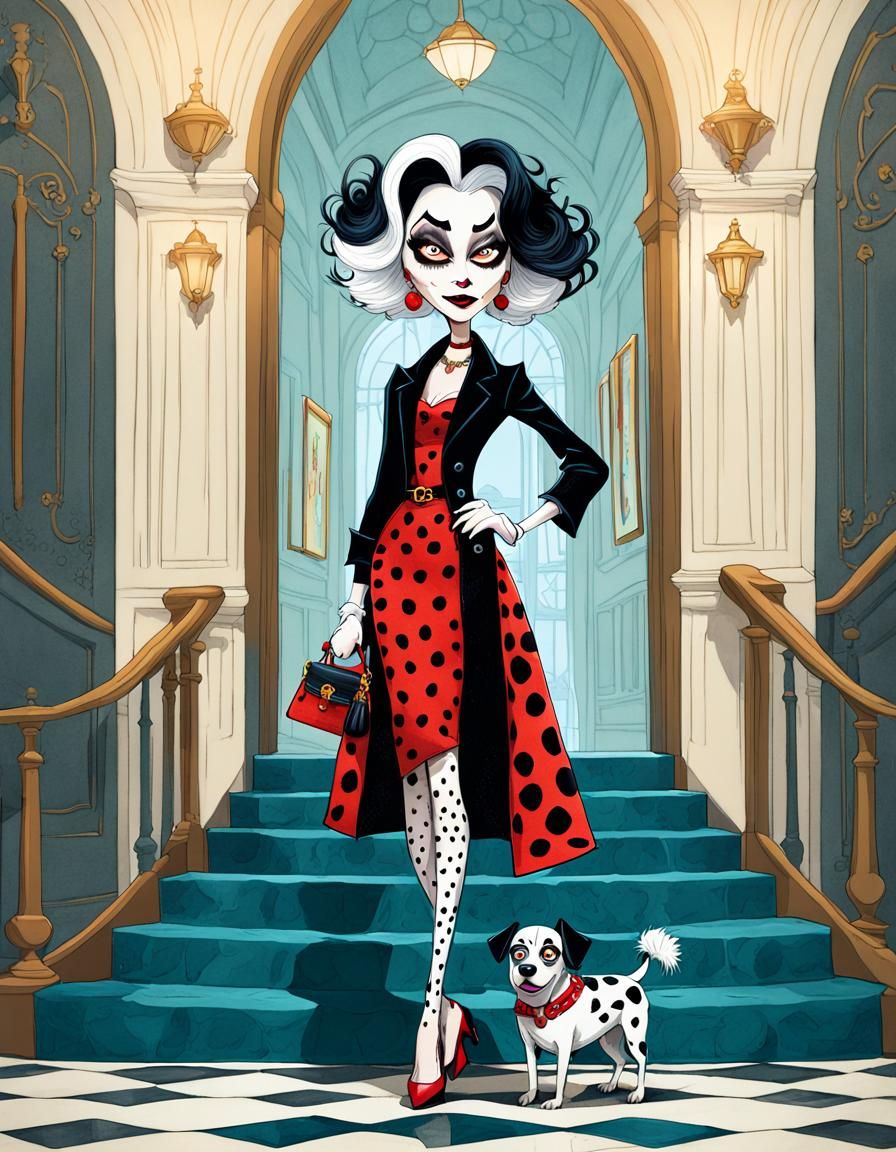 Minion as Cruella Deville Caricature Illustration