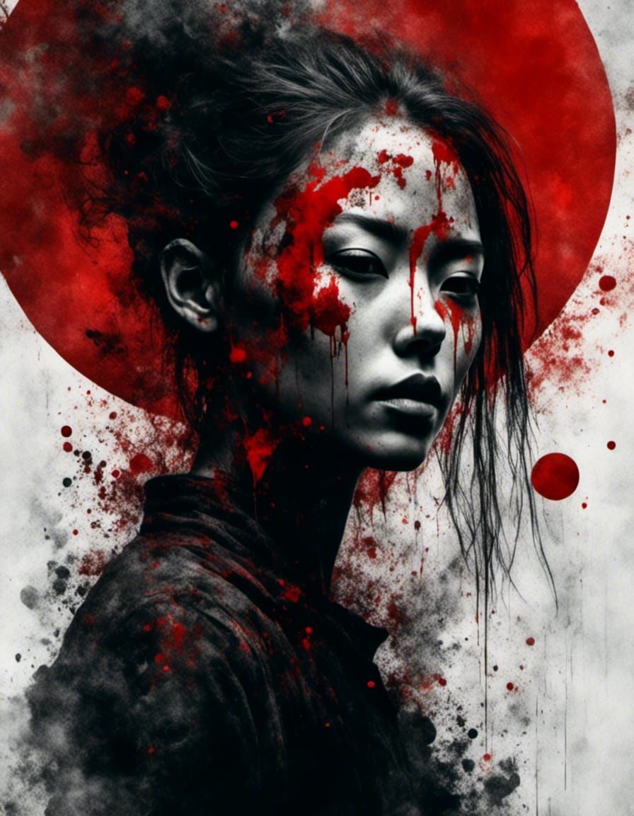 Blood Moon Eclipse Portrait in Macabre Style