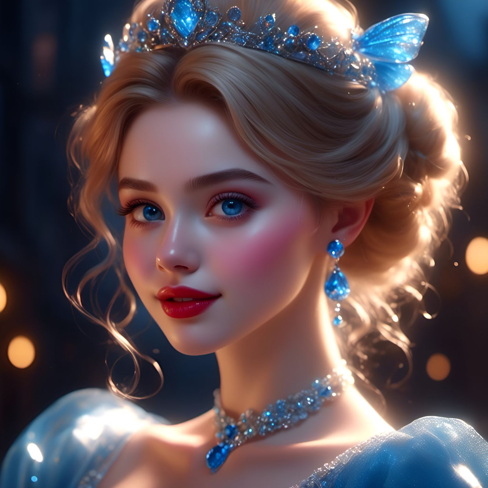 Gorgeous Jeweled Cinderella in Disney Pixar Style