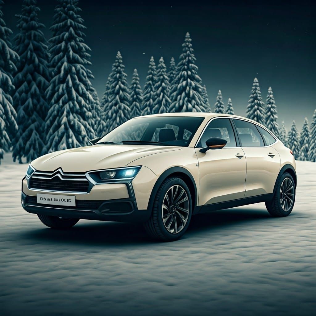 Retrofuture Cream Citroën GS Concept Car in Snowy Tahiti