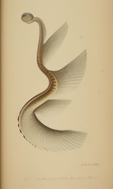 Antique Scientific Illustration of Marine Seahorse Creature