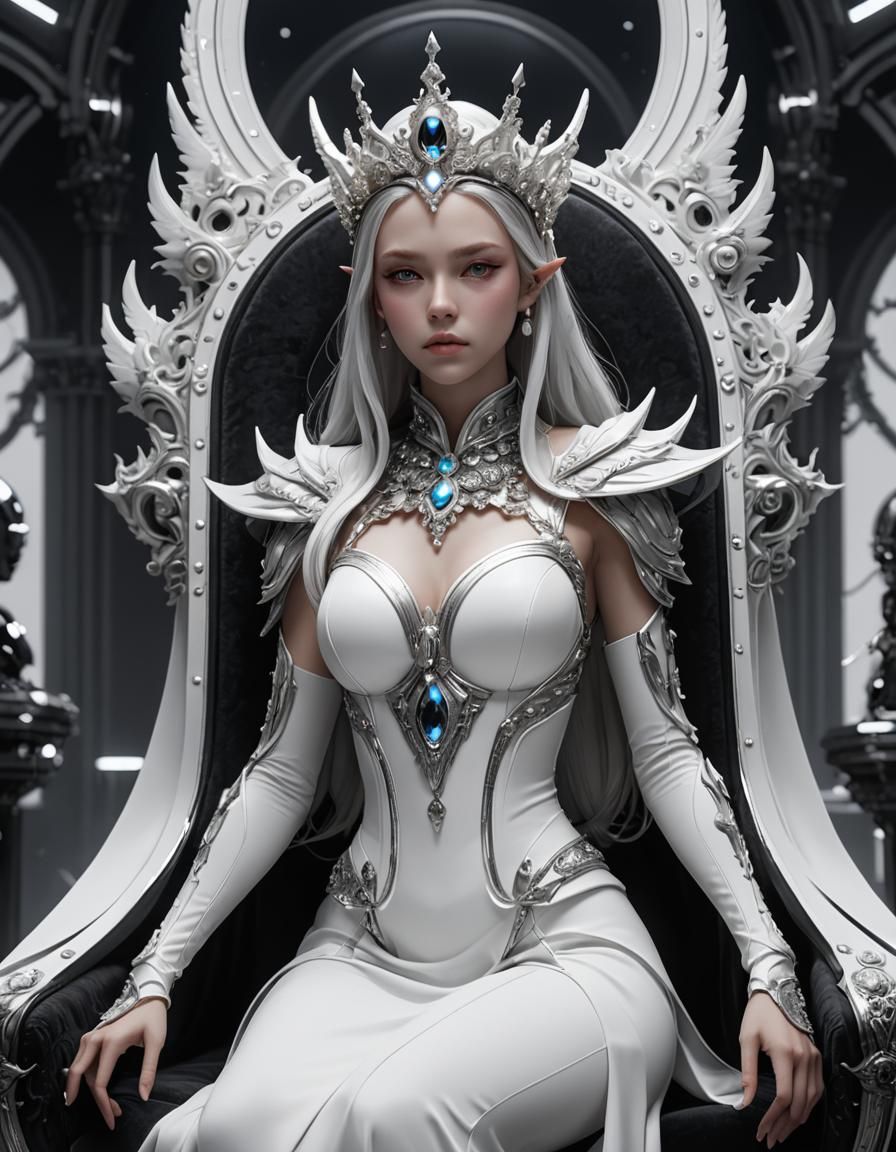 Monochrome Alien Princess in Anime-Inspired 3D Art