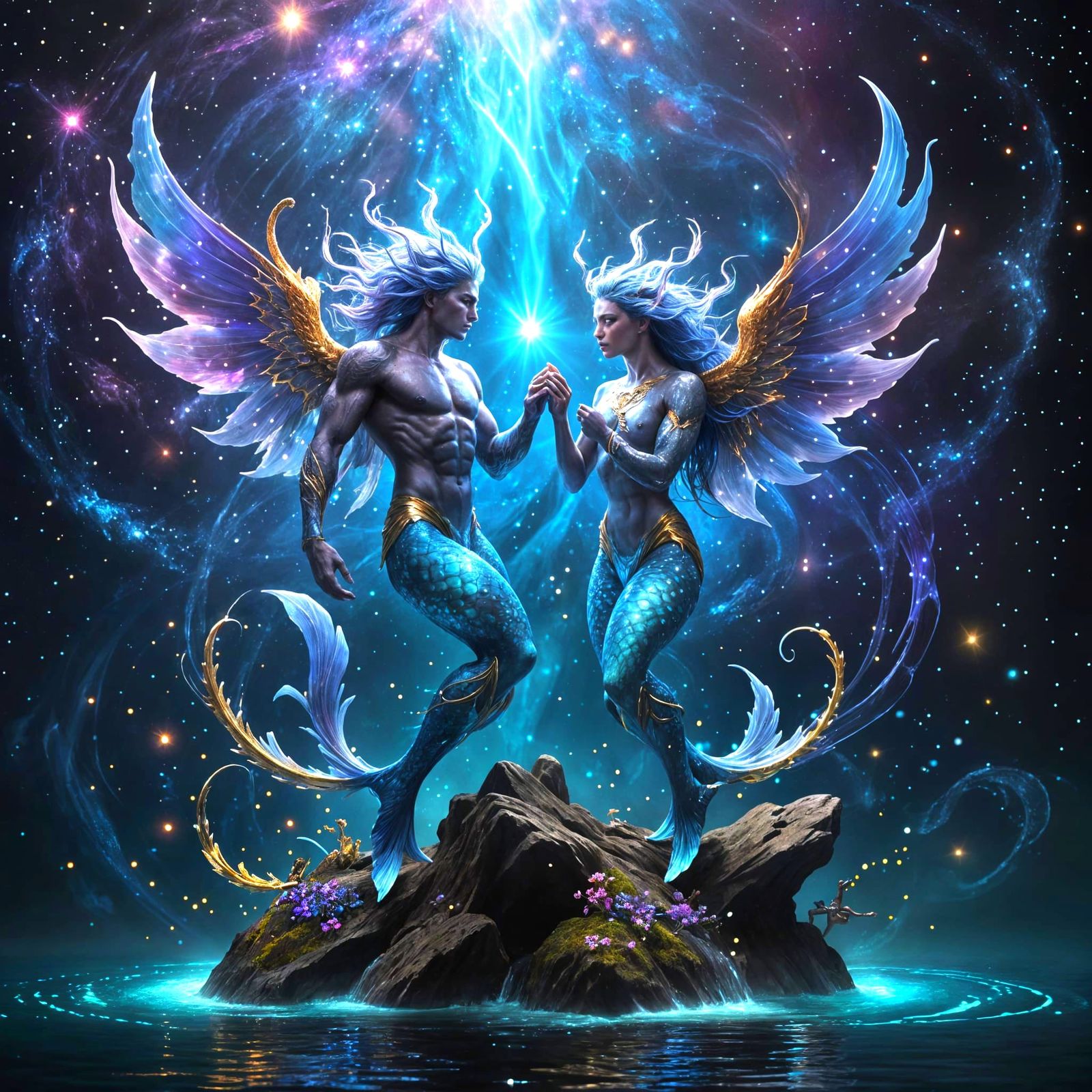 Ethereal Mermaids in Celestial Dance