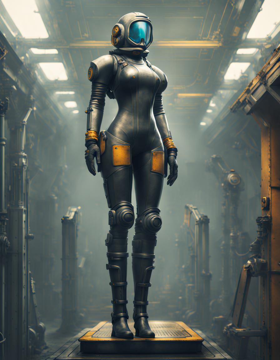 Futuristic Diver Prepares to Jump, Warhammer 40k Style