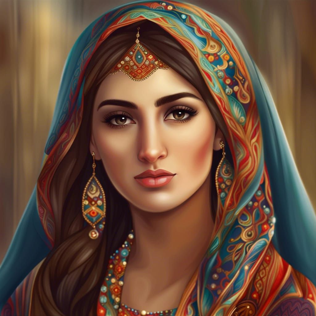 Realistic Portrait of a Beautiful Azerbaijani Woman
