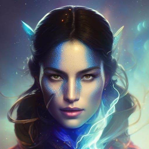 Indigo Energy Portrait in Hyperdetailed Style