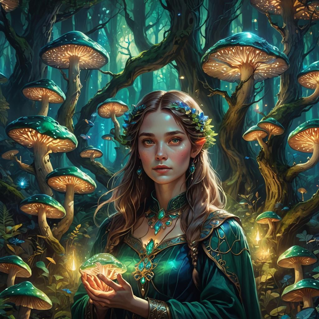 Mystical Forest Portrait of Emmi in Art Nouveau