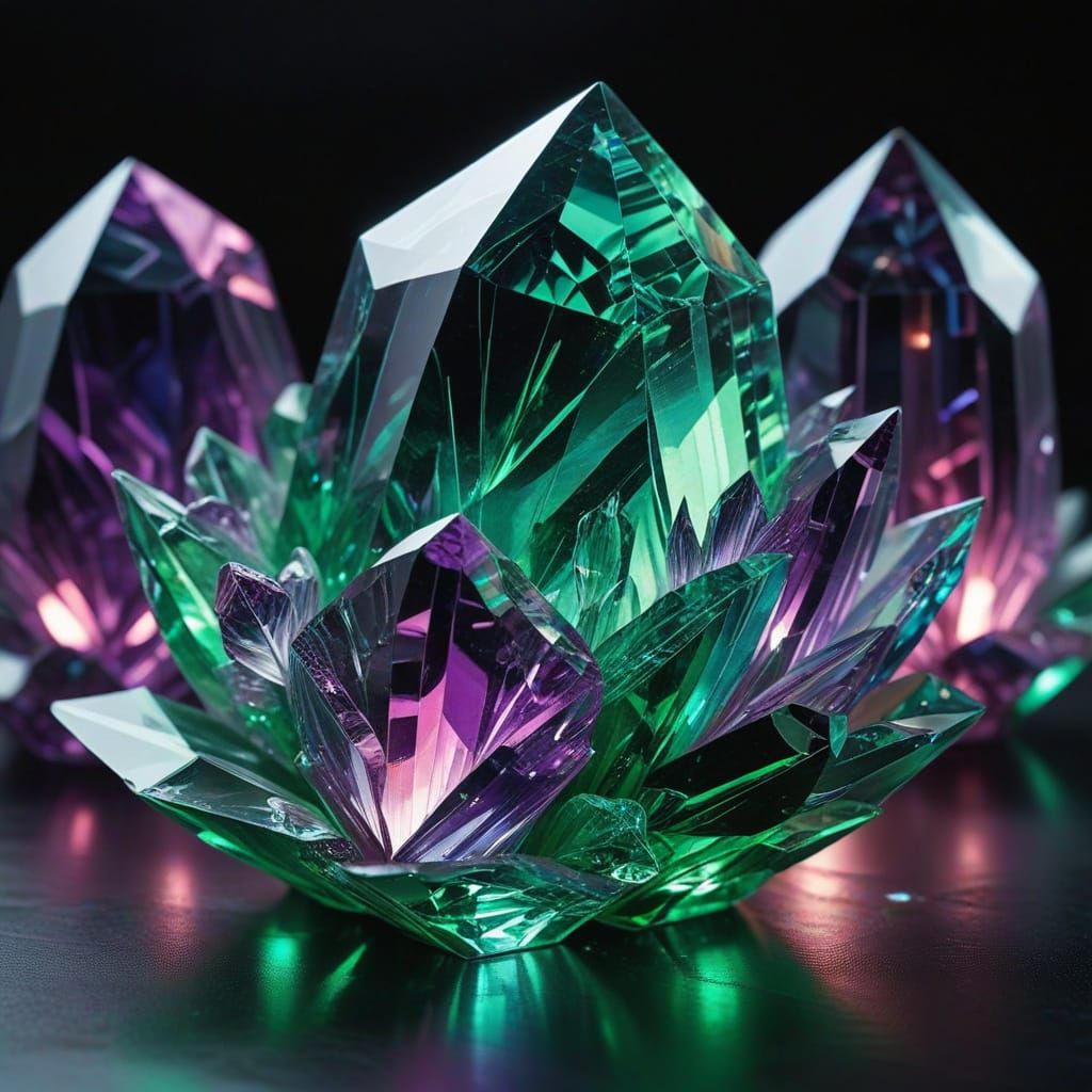 Ethereal Crystal Glass Objects Glowing in Fantasy Art