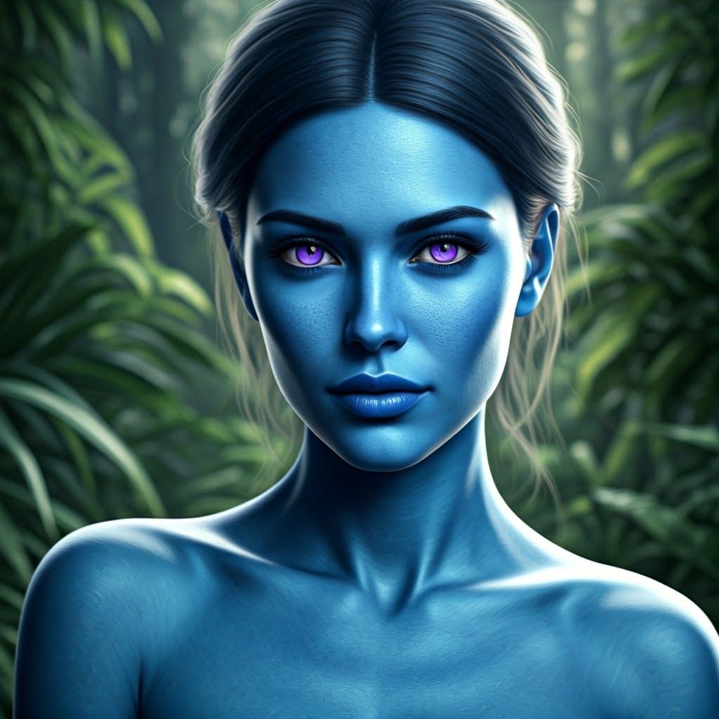 Gorgeous Woman in Hyperreal Jungle Landscape