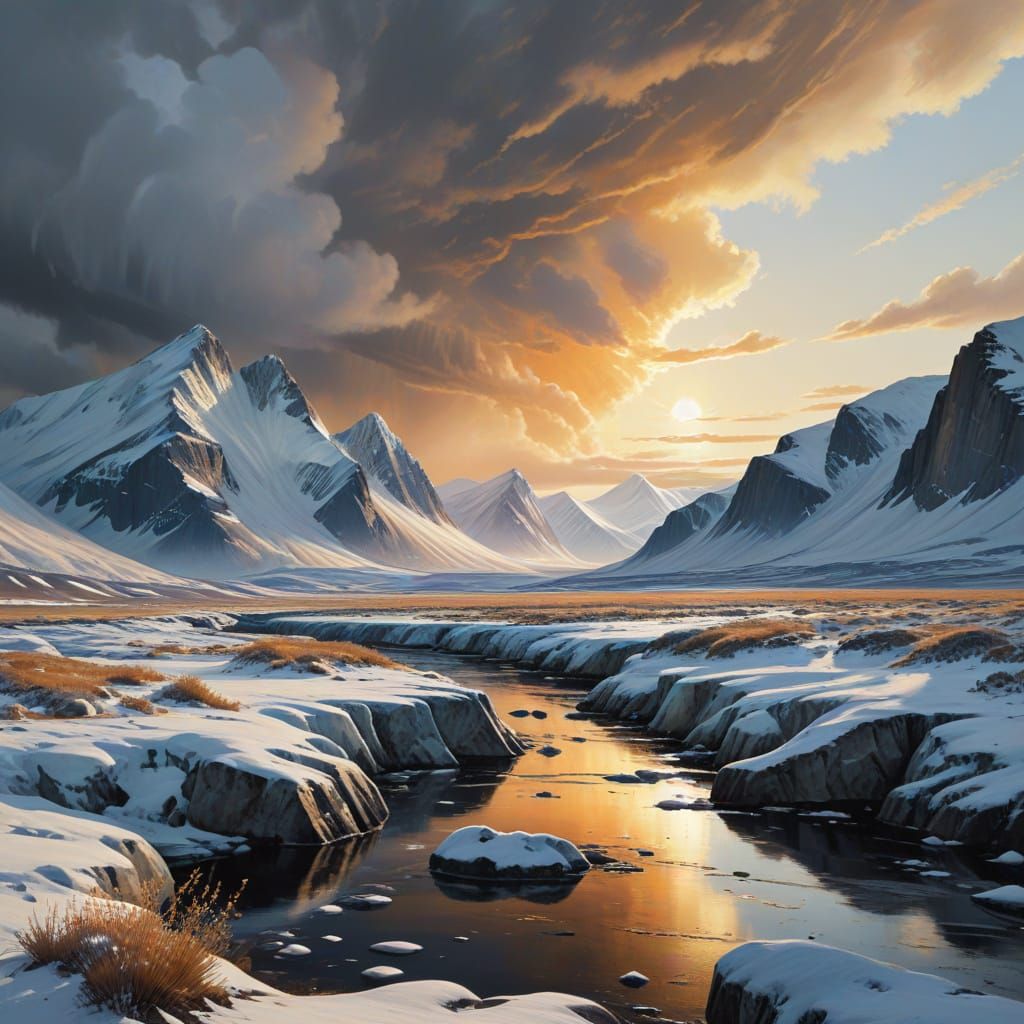 Ethereal Arctic Wilderness in Gouache and Watercolor