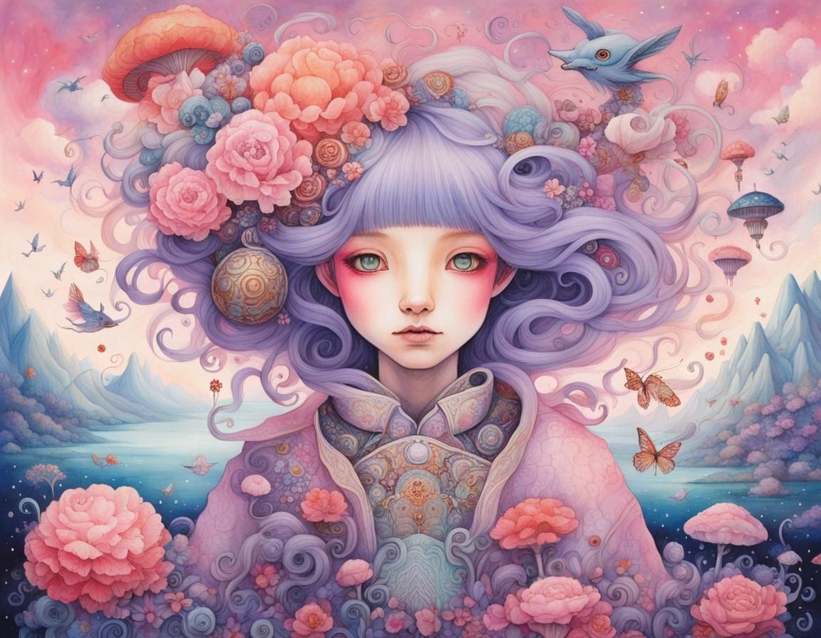 Magical Landscape with Whimsical Creatures: Fantasy Art