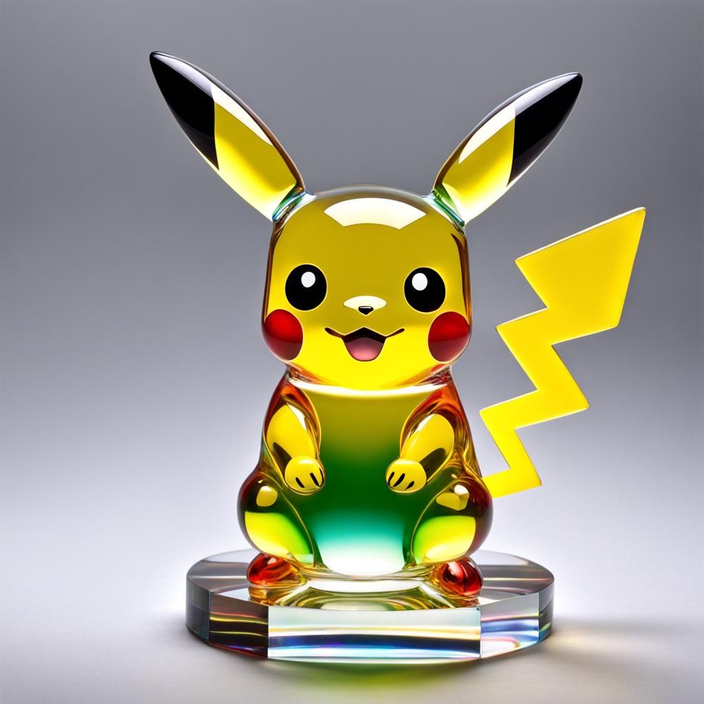 Rainbow Glass Pikachu Statue in 16k