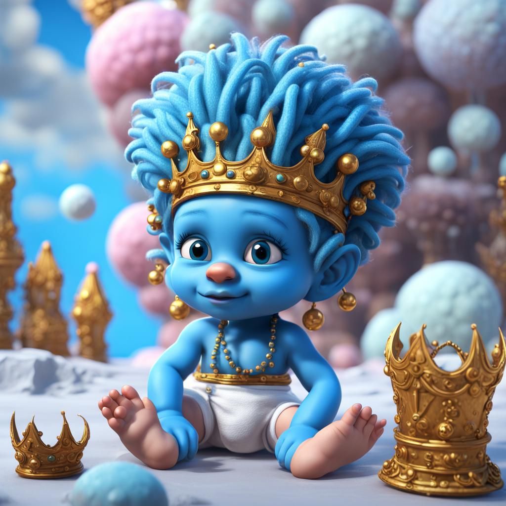 Baby Smurf Queen with Mohawk in Fantasy Art