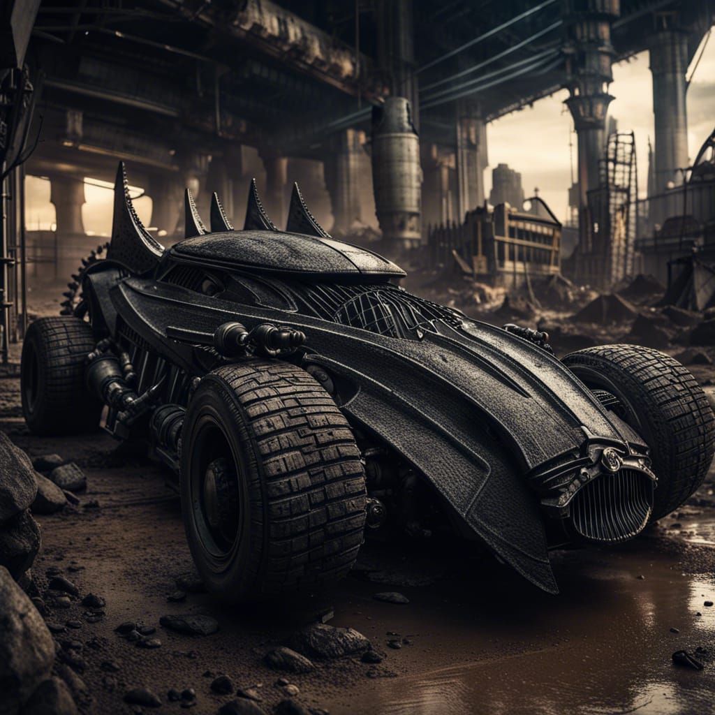 Dystopian Mad Max Batman in Hyperrealistic Style