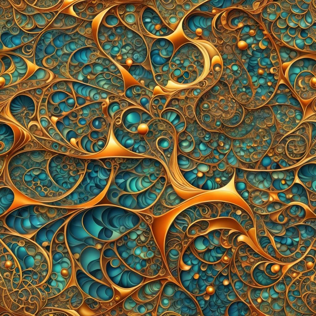 Iridescent Beach Scene Inspired by Islamic Geometric Pattern...