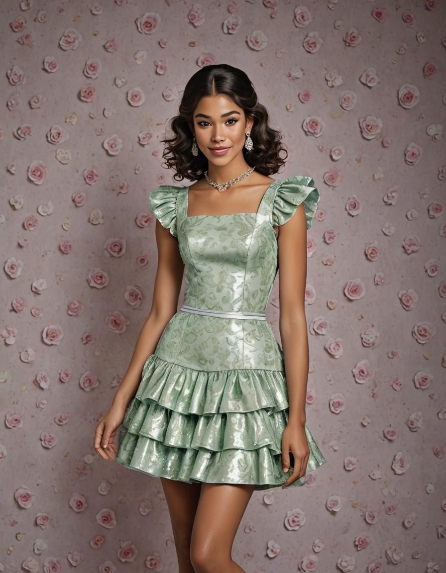 Muscular Young Man in Quinceanera Dress, Happy Portrait