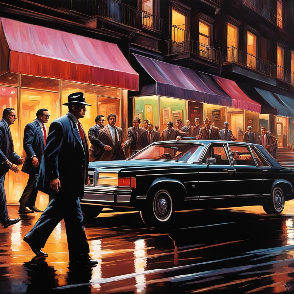1980s New York City Mobsters: Hyperrealistic Splash Art