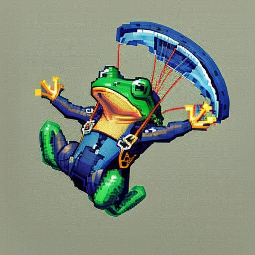 Long shot views. (Skydiving frog:3.1) side baloon. Chibi. (C...