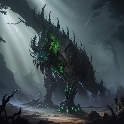 Menacing Splinter Beast Concept Art in Giger Style