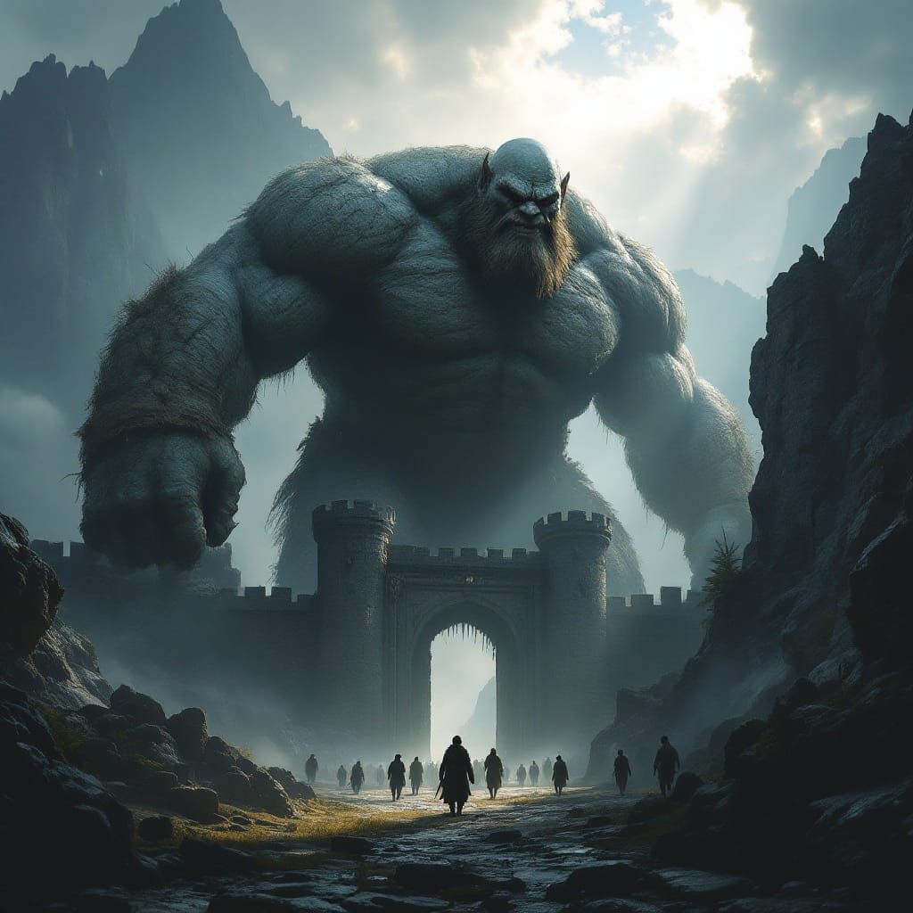 Gritty Giants Stand Watch Over Foreboding Castle Gates