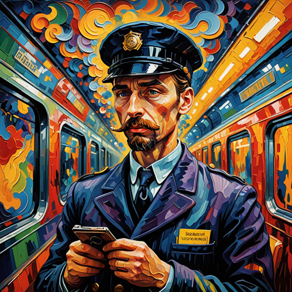 Dreamlike Train Scene in Neo-Expressionist Oil