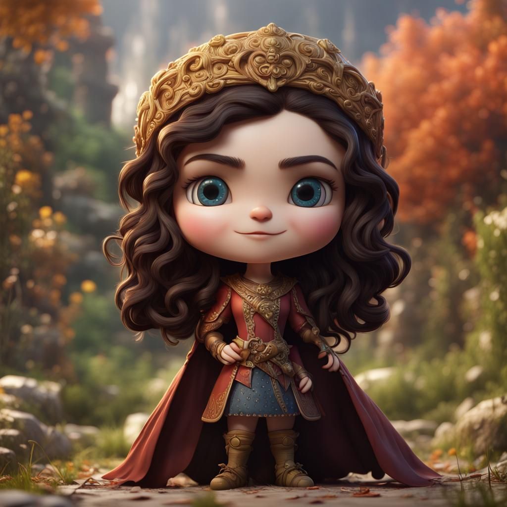 Hyperrealistic Chibi Rachel Weisz: Detailed Matte Painting