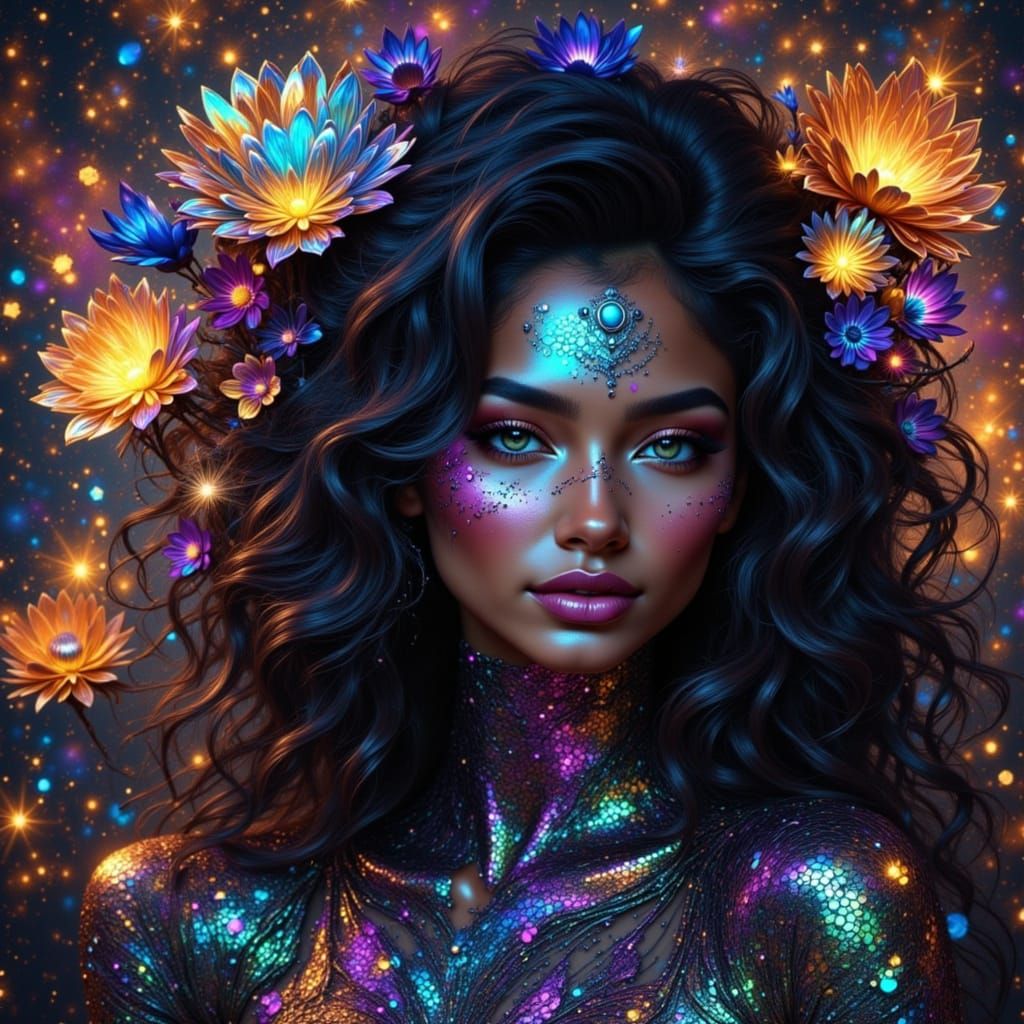 Exquisite Iridescent Woman with a Beautiful Smile