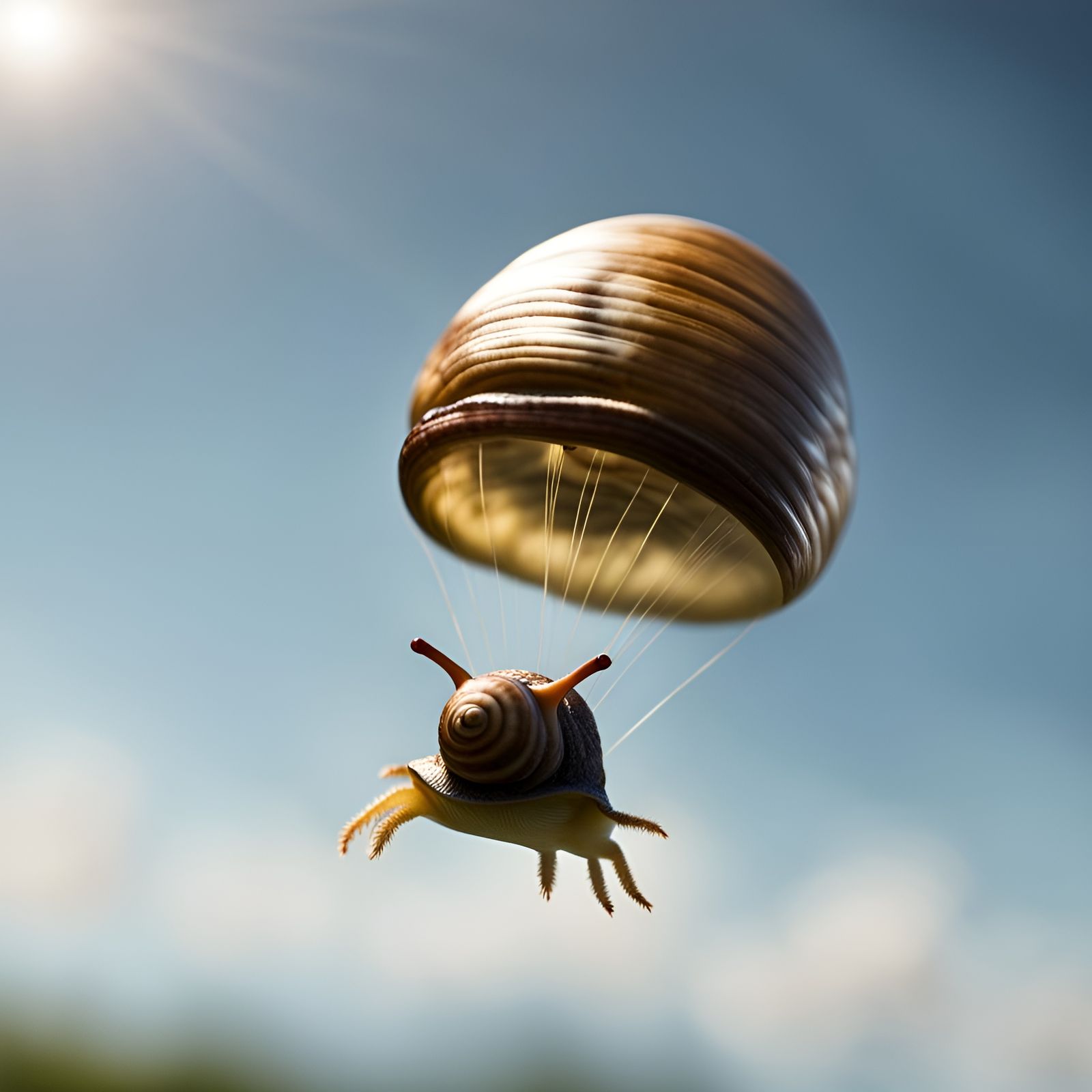 Grinning Snail Parachuting in High Definition
