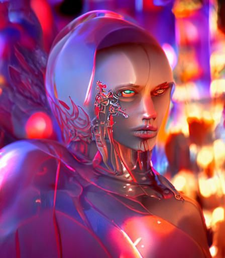 Cyberpunk Angel in a Dystopian Apocalypse