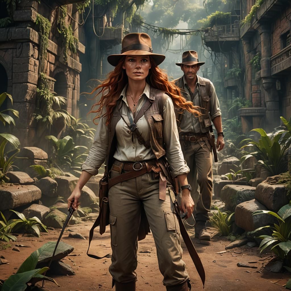 Indiana Jones Style Woman with Red Hair