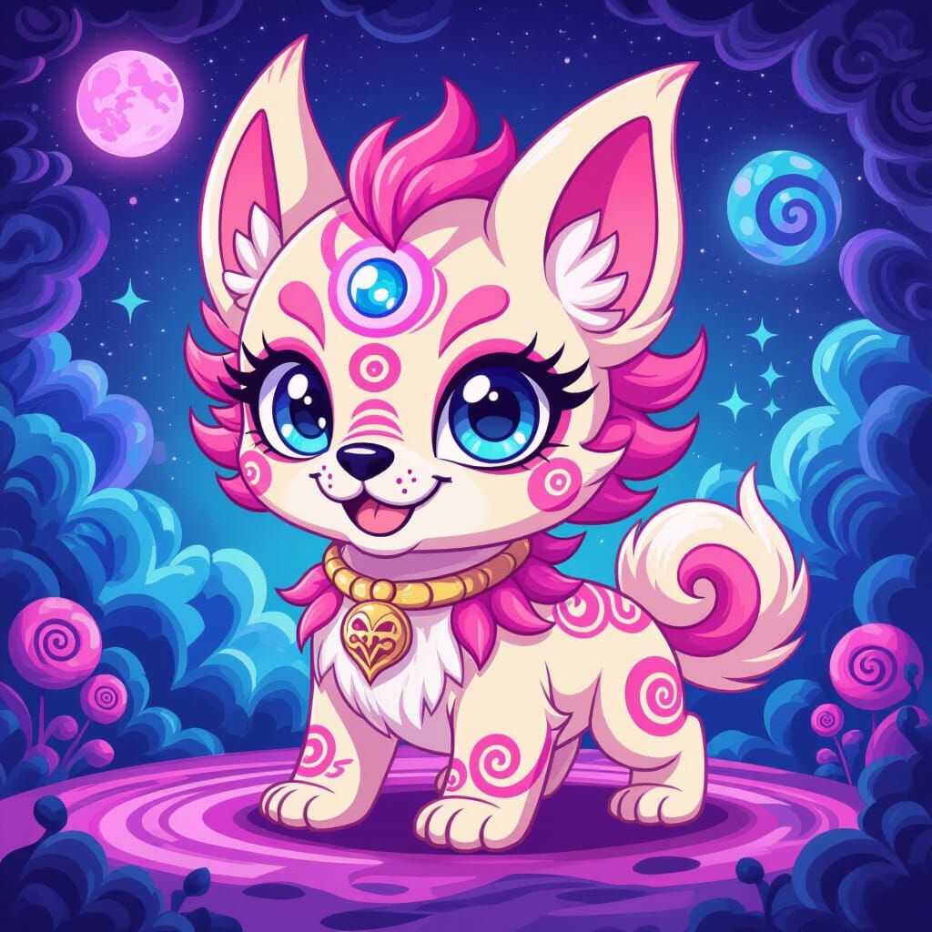 Eldritch Chibi Foo Dog in Manga Style