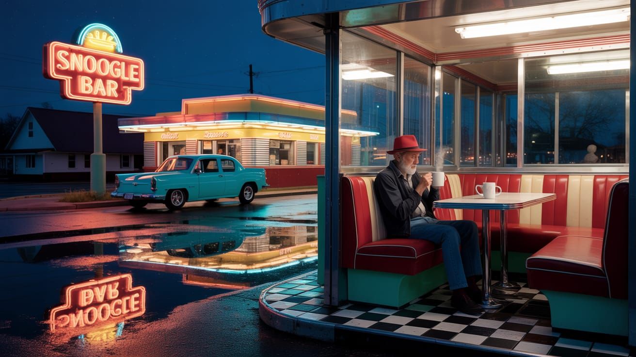 Vintage Diner on Midwestern Street Corner