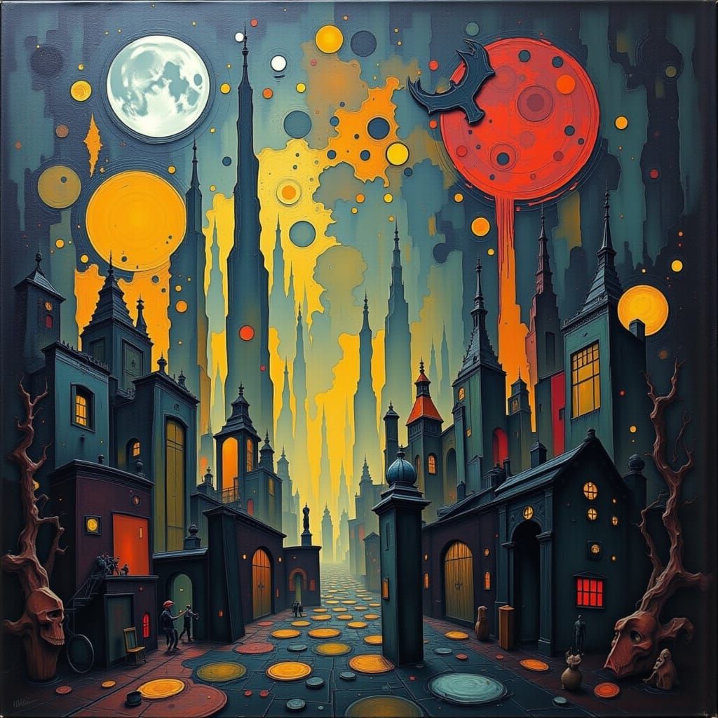 Surreal Yellow Submarine in Art Deco Style