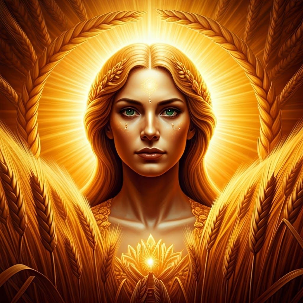 Wheat Goddess in Dimensional Lotus Portal, Solarized Photo